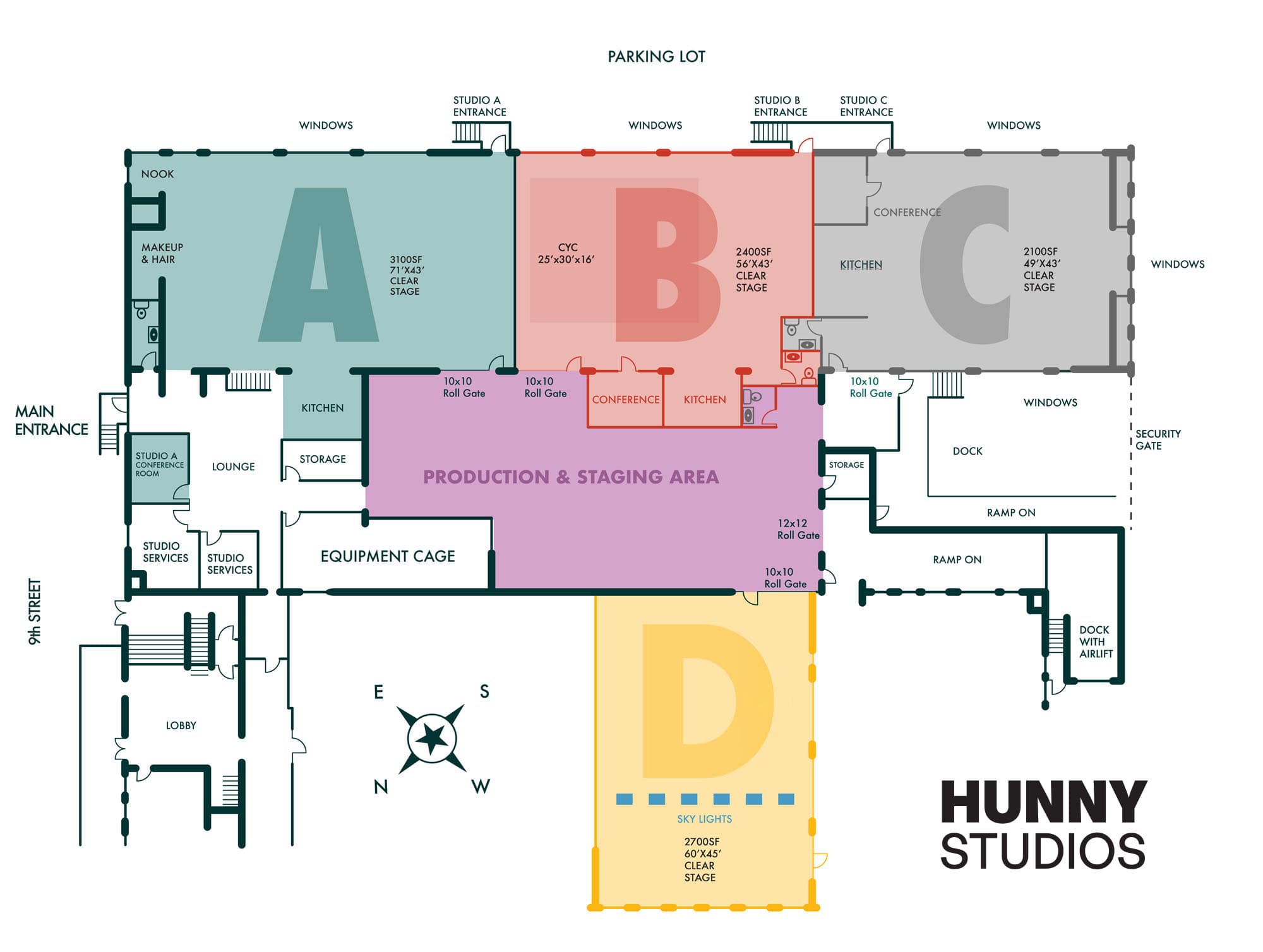 HUNNY Studios facility floor plan